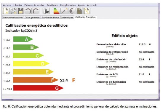 1.4. Calificación energética según el cálculo general de los azimuts e inclinación de los obstáculos